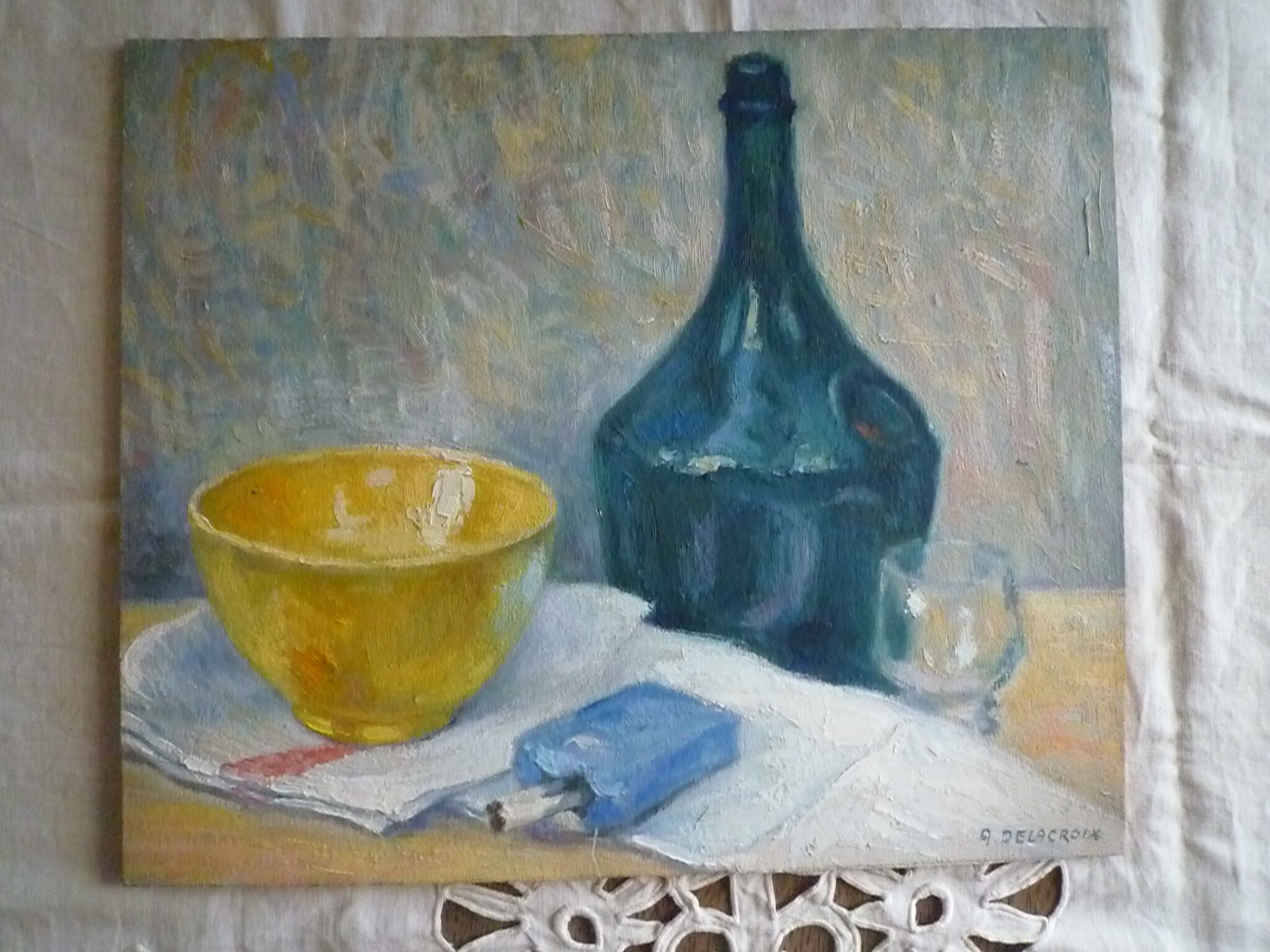 Oil painting on still life panel
