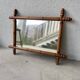 miroir ancien en bois tourné imitation bambou 1940