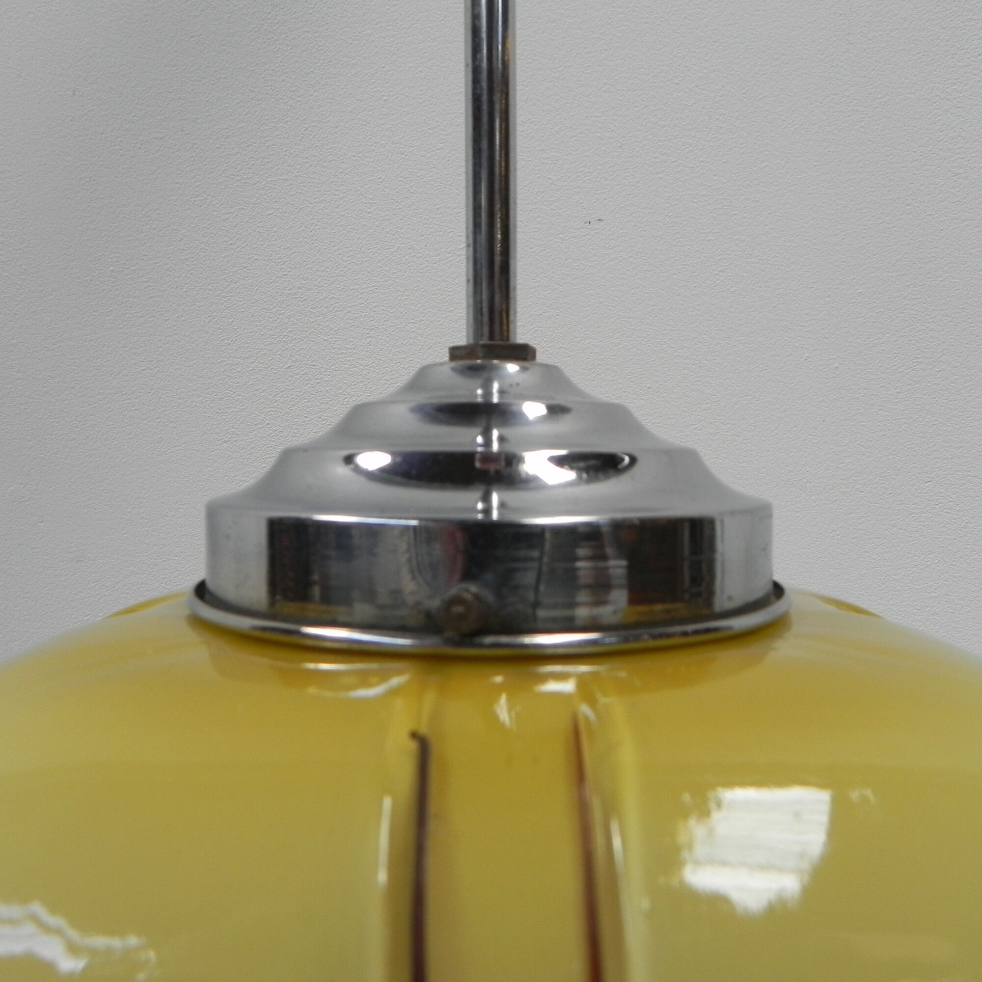 Art Deco hanging lamp with square glass shade