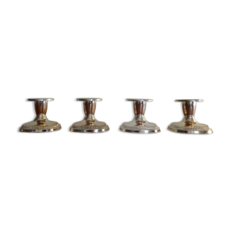 4 Wellner silver metal candle holders signed in case