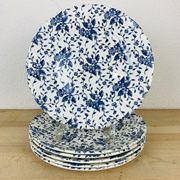 6 English plates blue flowers Royal Tudor Bouquet country style