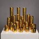 Collection of 21 modular brass candle holders — Colseth, Norway, circa 1960–70