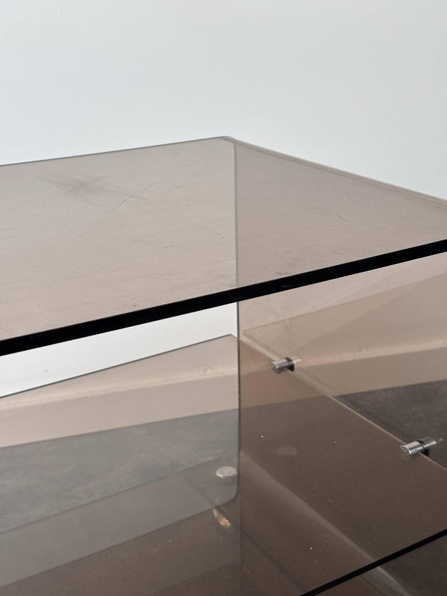 Smoked plexiglass side table, Michel Dumas for Roche Bobois, year