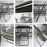 Series of 6 metal chairs Army khaki green / folding  Vintage