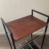 Vintage teak and metal bar trolley