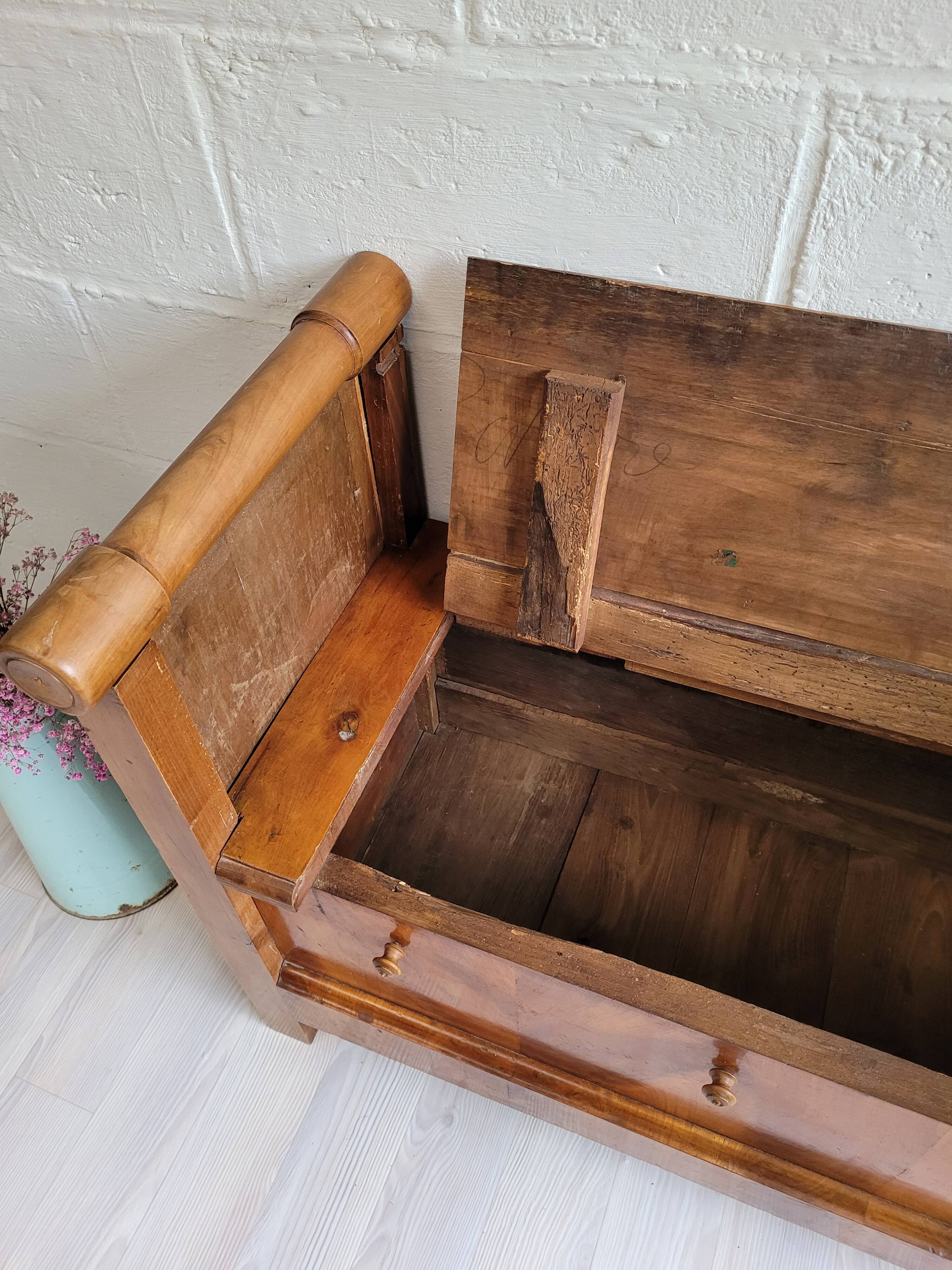 Antique wooden chest bench