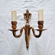 French Empire-style wall sconce or chandelier in bronze with an antique gold patina.