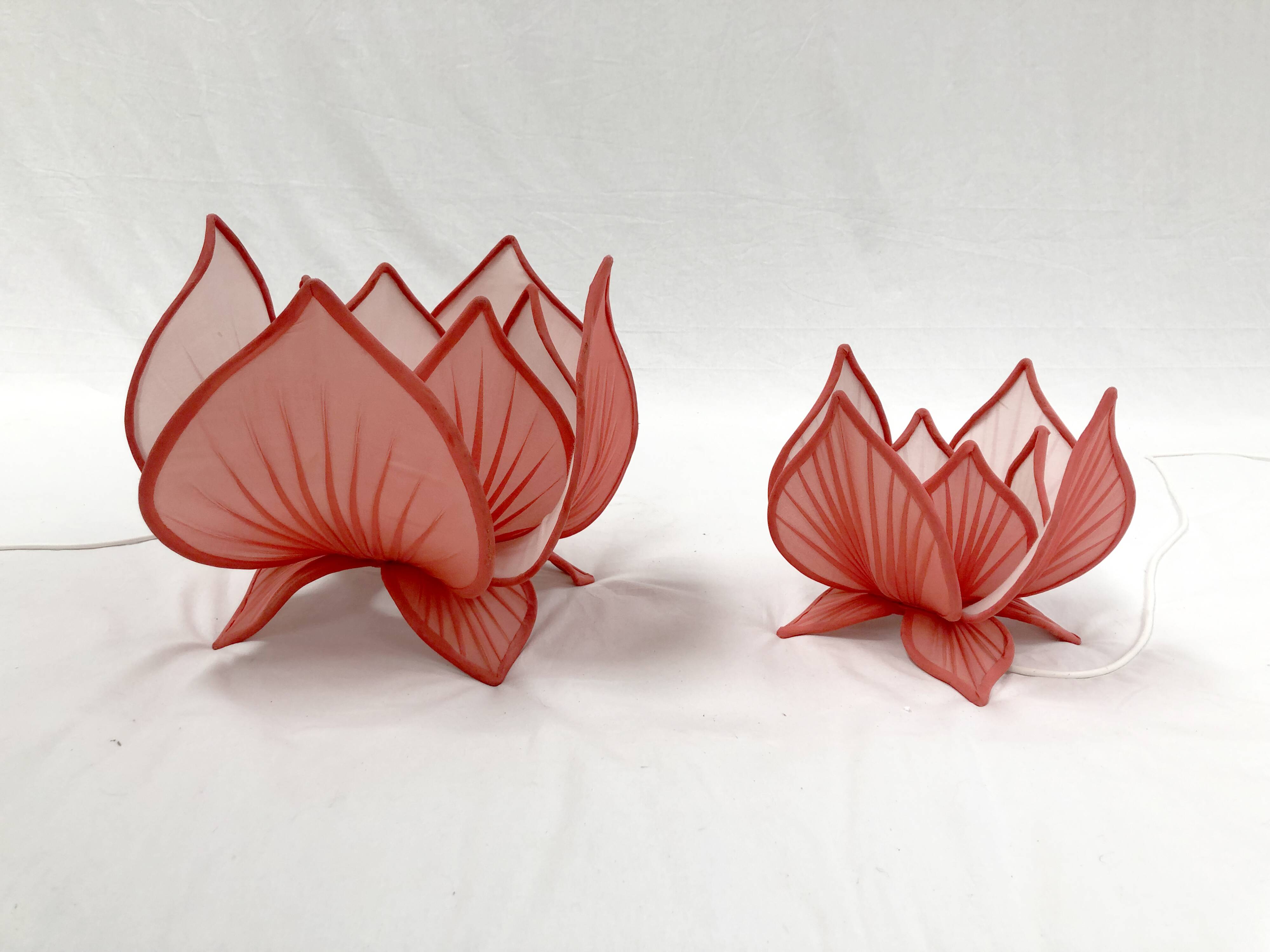 Set of Lotus fabric hanging lamps
