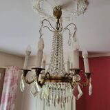 6-light hot air balloon chandelier with crystal pendants, late 19th century