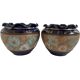 Pair, cache pots, royal doulton, english earthenware, 1920-1930, floral decoration, blue and gold, marks in