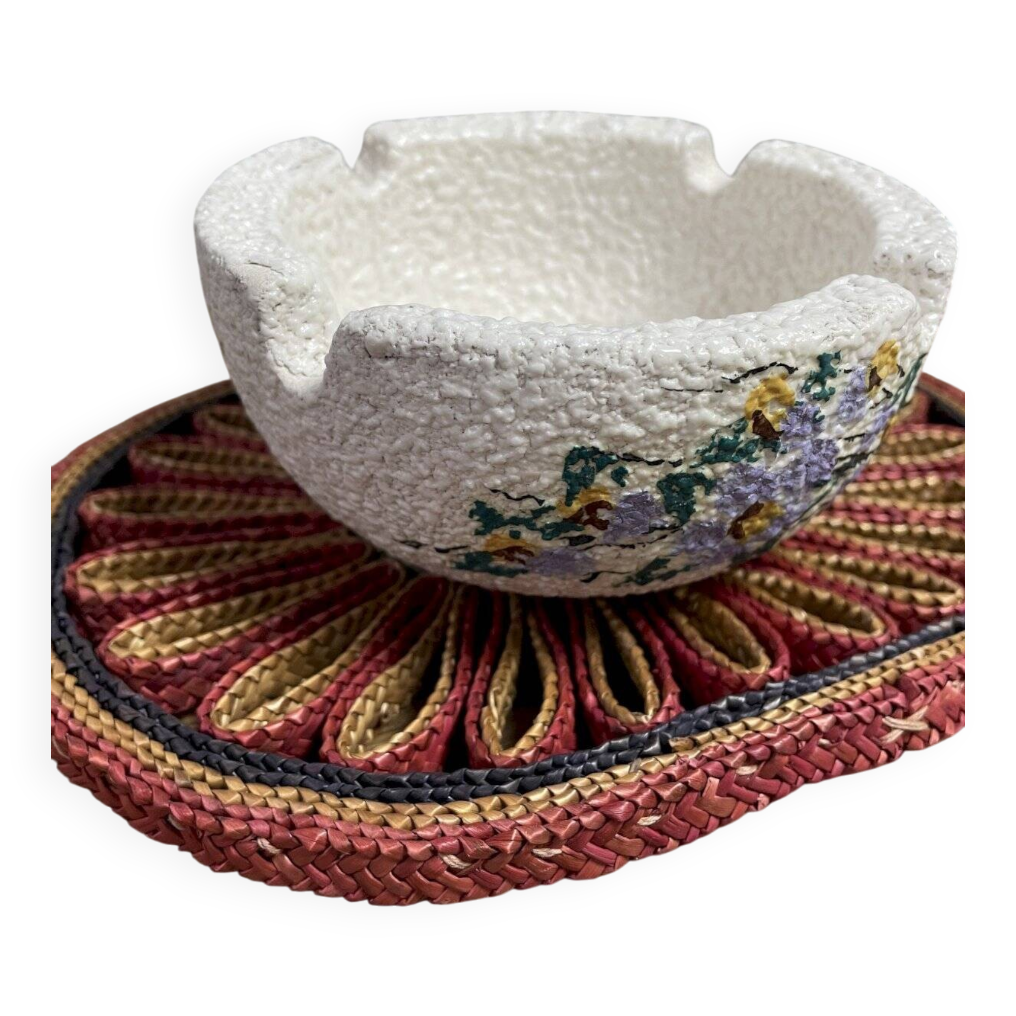 Vintage ceramic relief ashtray
