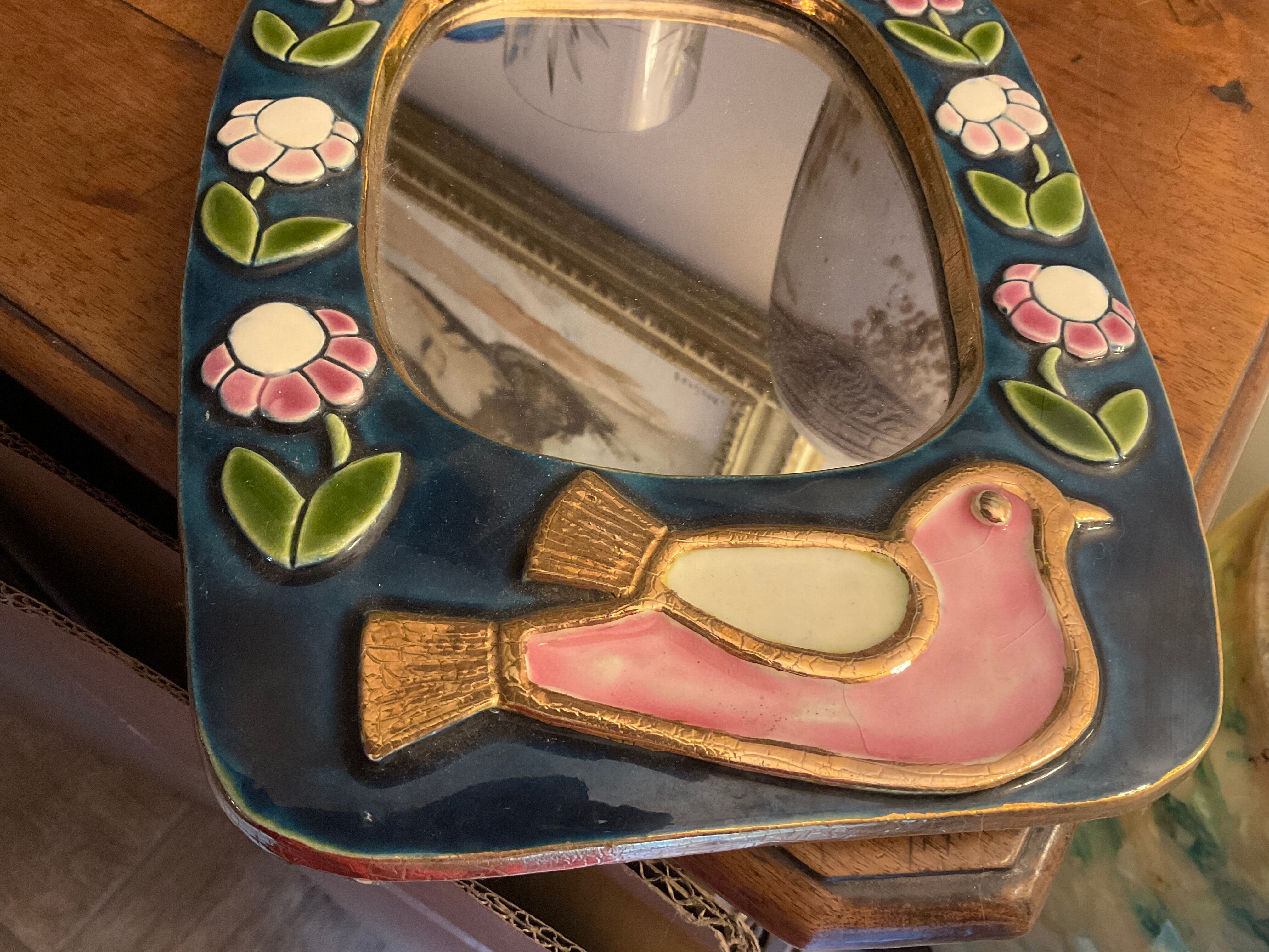 Mirror Mithe Espelt .bird decorations 29x22cm
