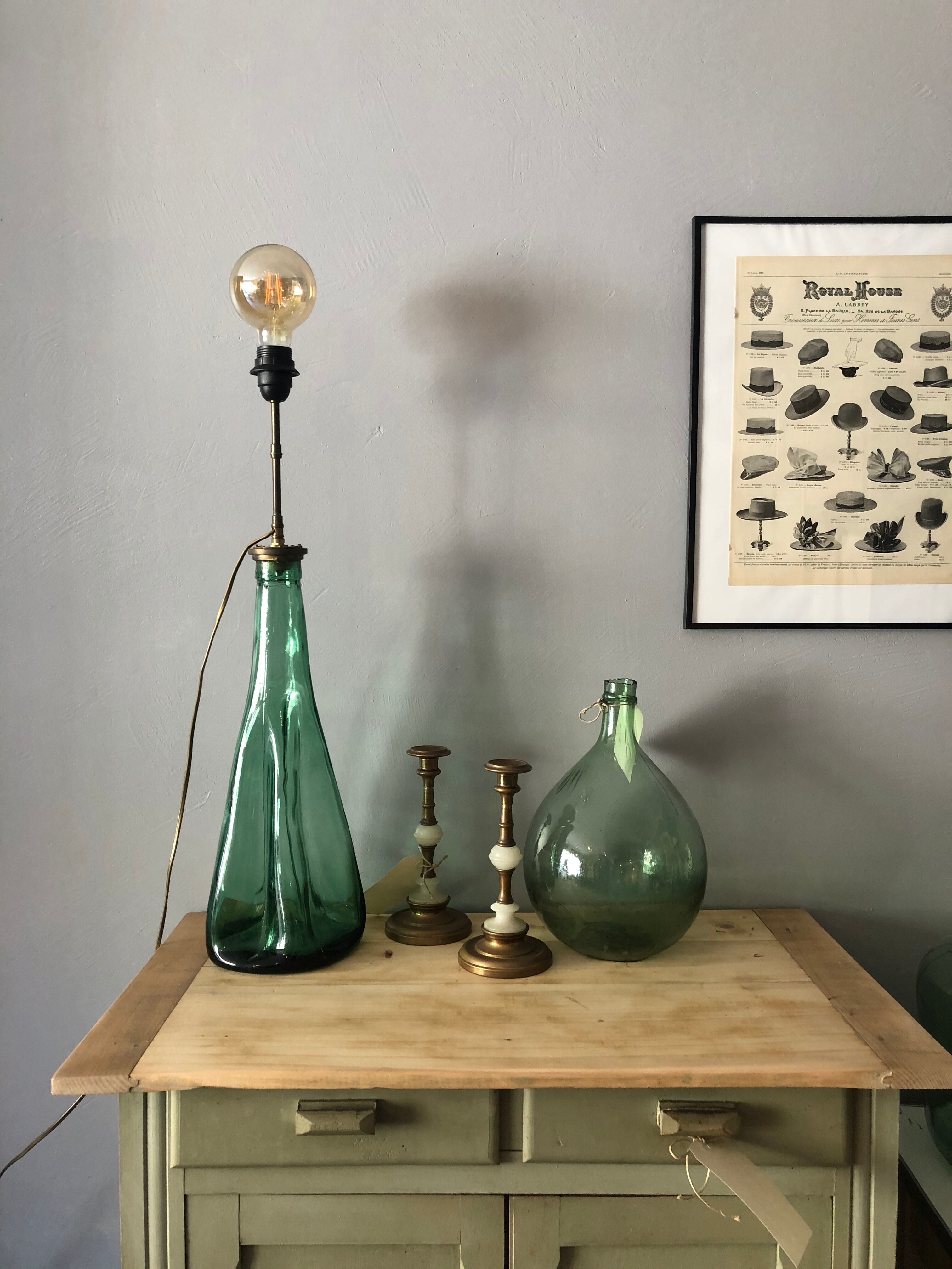 Vintage glass lamp foot