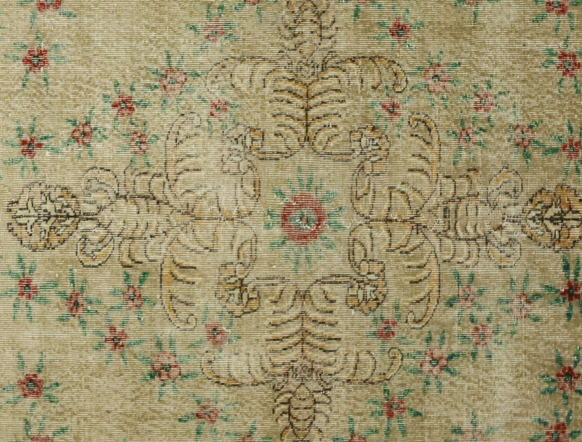 Large Vintage Turkish Carpet Medallion Beige 335 x 223 cm