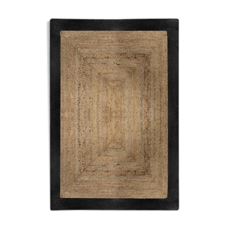 Tapis jute et coton beige et noir 120x170 cm