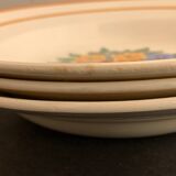 3 hollow plates model Fleuri, HBCM, Creil Montereau, 1950