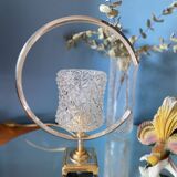 Table lamp glass globe brass and chrome