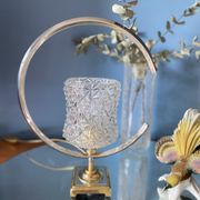 Table lamp glass globe brass and chrome