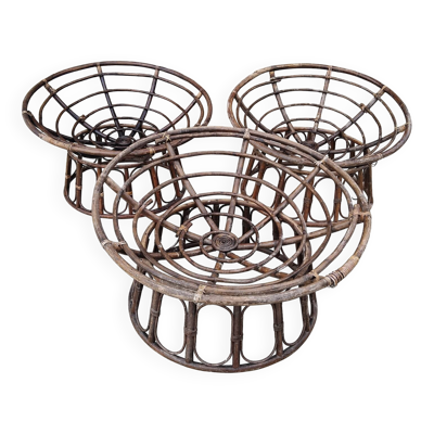 Lot de 3 Fauteuils demi  sphère en Rotin  Vintage