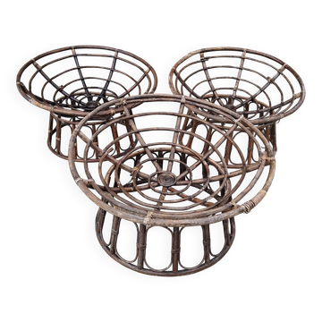 Lot de 3 Fauteuils demi  sphère en Rotin  Vintage
