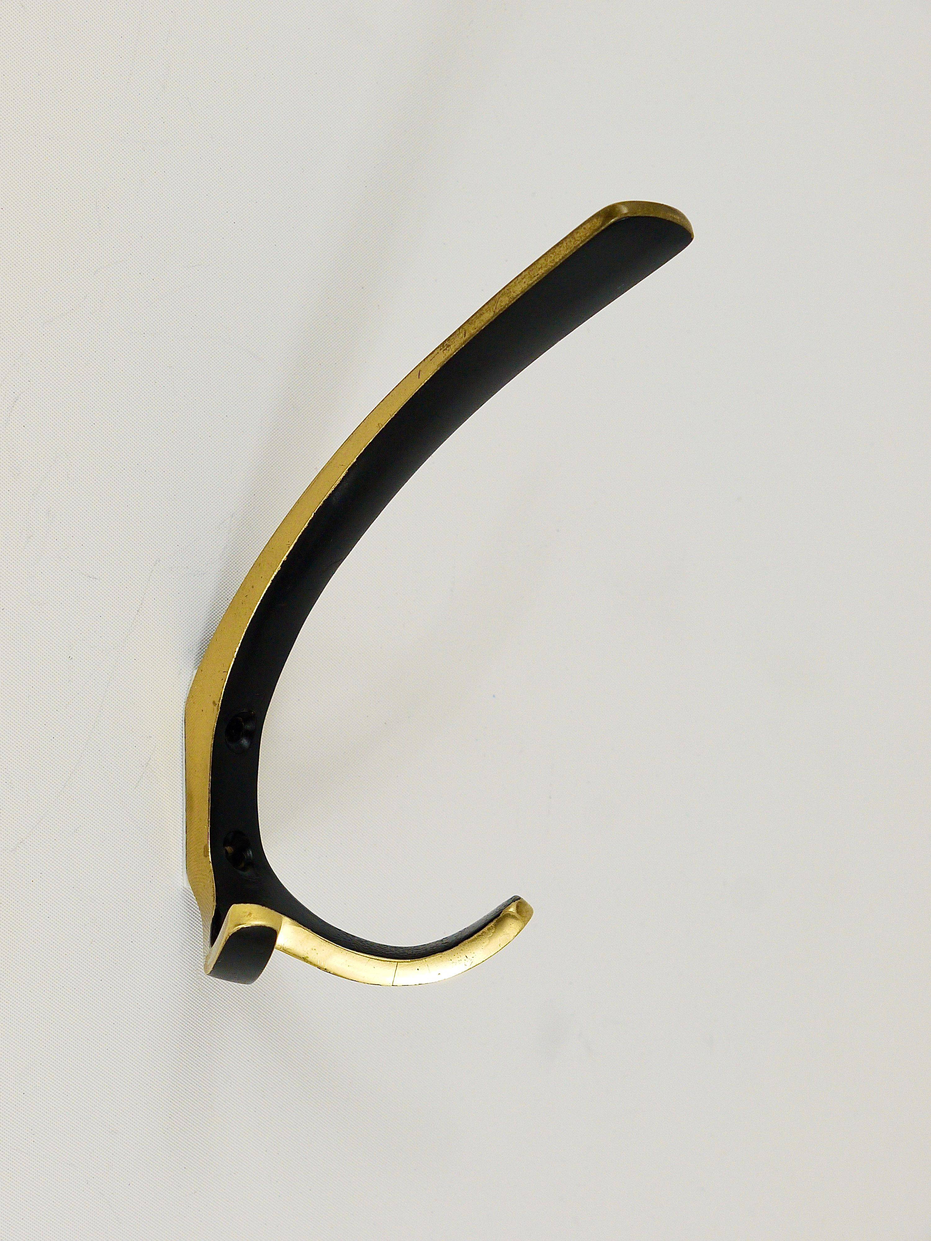 Up to 2 double wall hooks in brass from the mid-century by Herta Baller, Austria, 1950s.