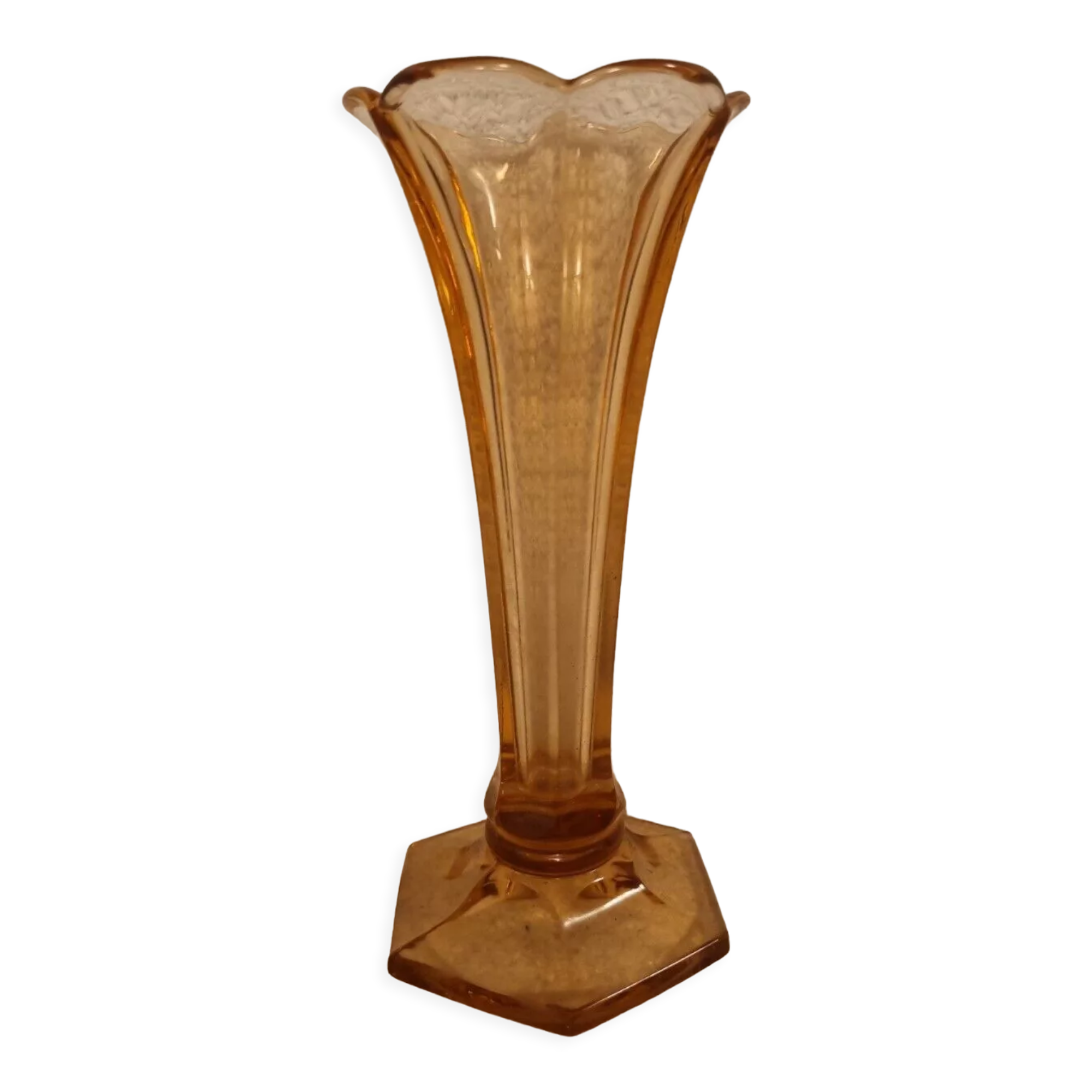 Art Deco Soliflore "American" orange, pink, crystal factory of Val Saint-Lambert Belgium