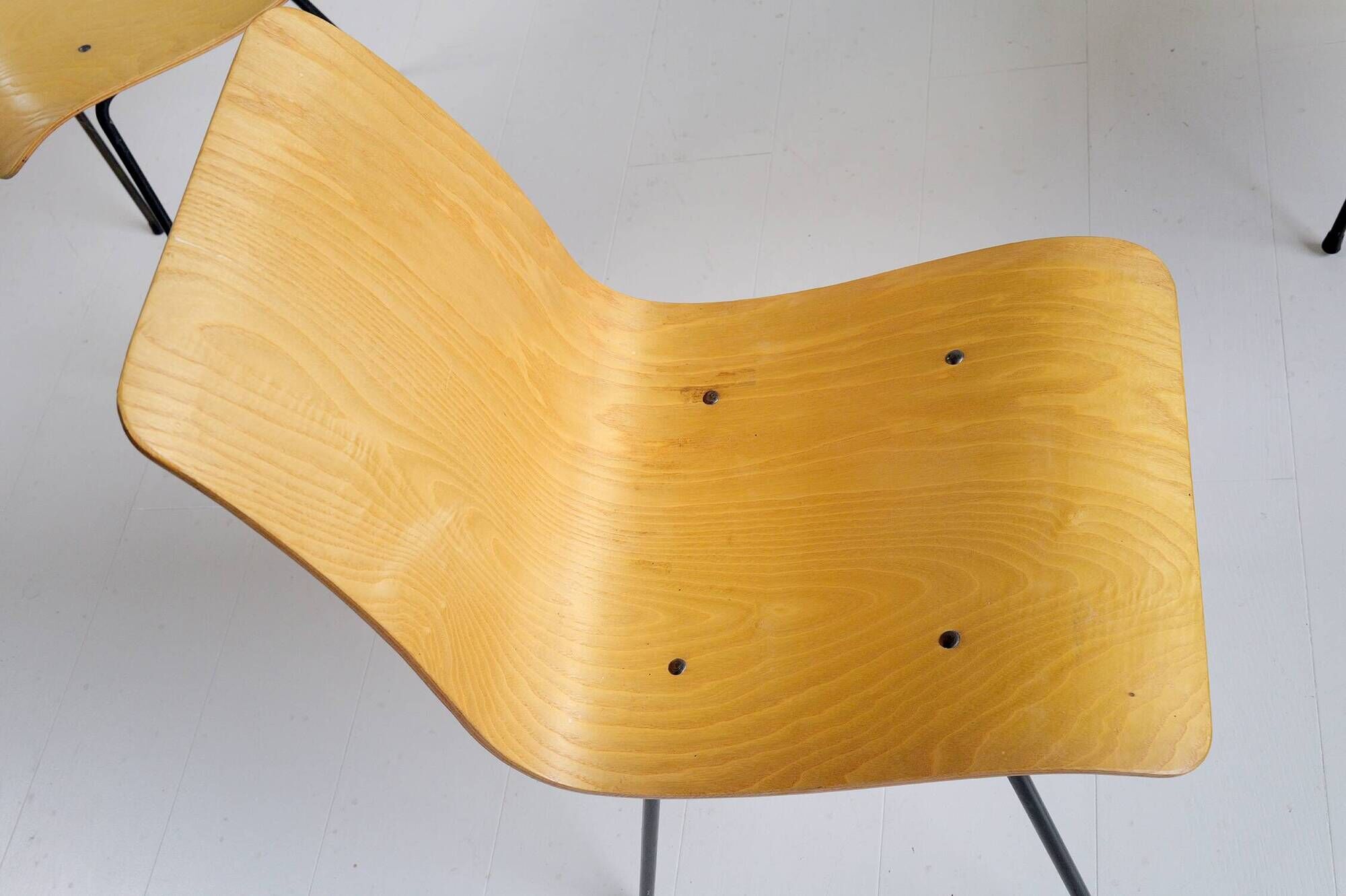 Set of 6 bent plywood chairs, 1950