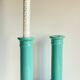 Pair of vintage ocean blue ceramic candlesticks