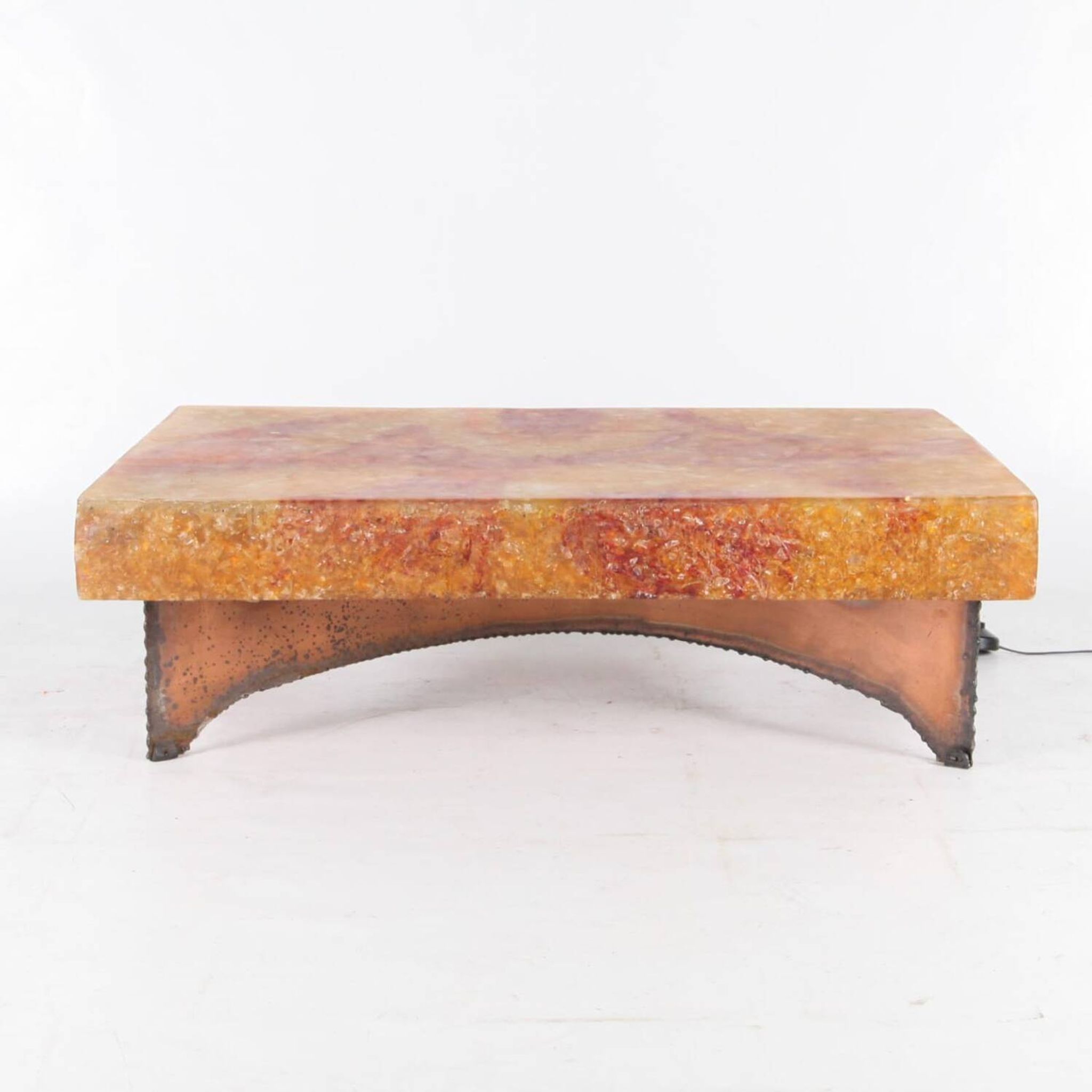 Vintage resin and iron coffee table