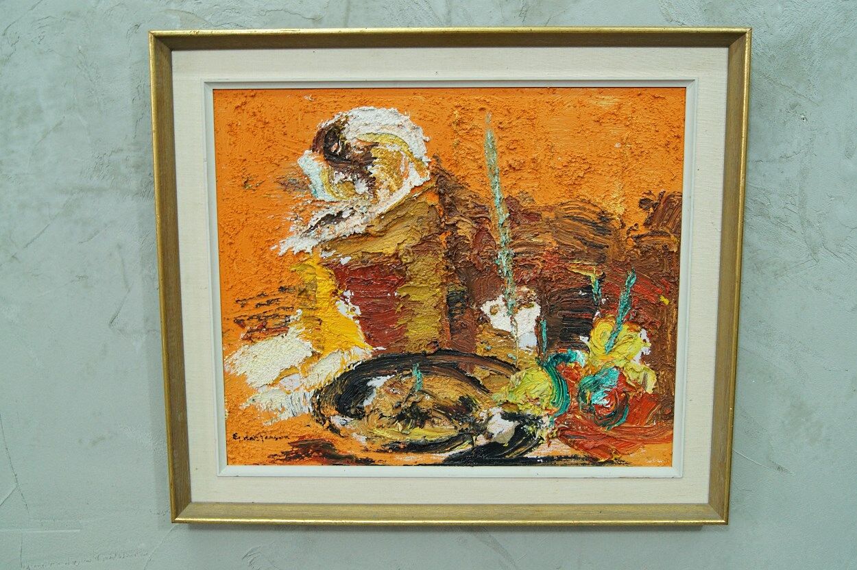 Einar persson (1918-2006), swedish abstract still life, oil on canvas, 1960s