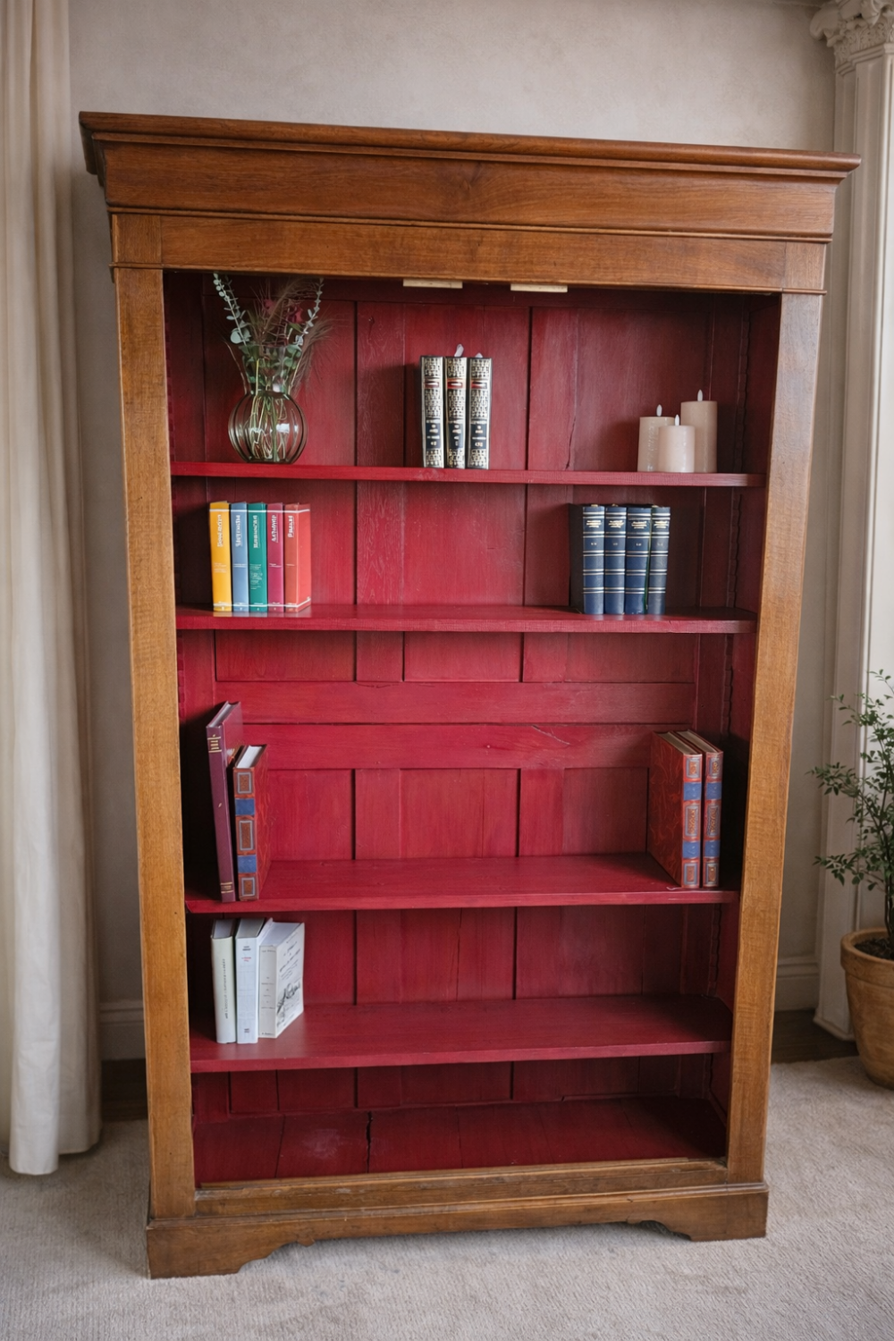 Antique solid wood library refurbished