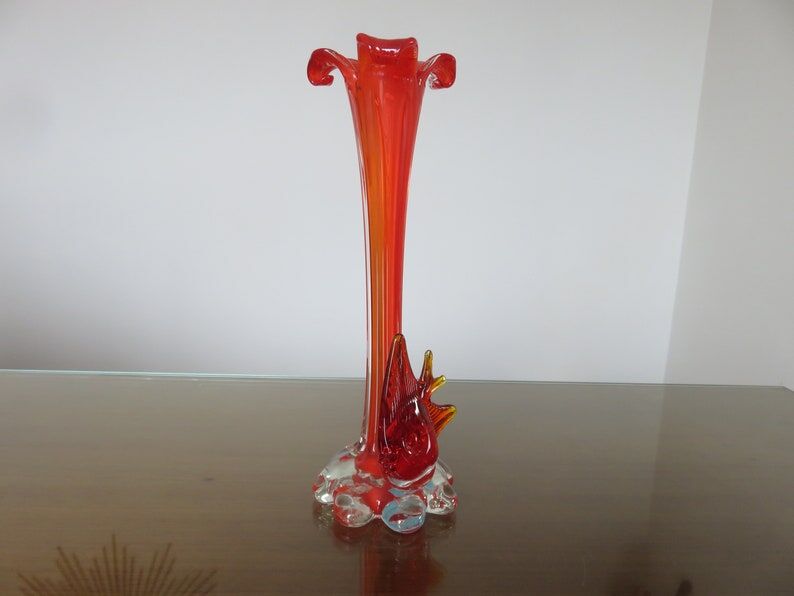Soliflore murano "poisson" orange années 70