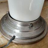 Table lamp, large white opaline in the shape of a light bulb