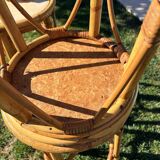 3 tabourets rotin vintage