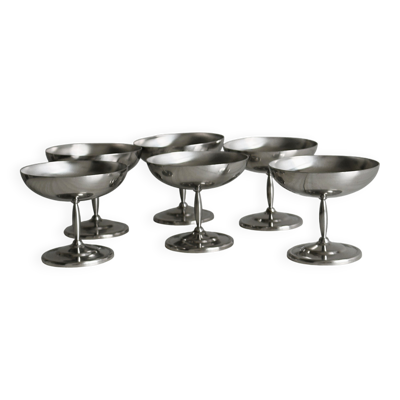 6 coupelles à dessert en inox sur pied