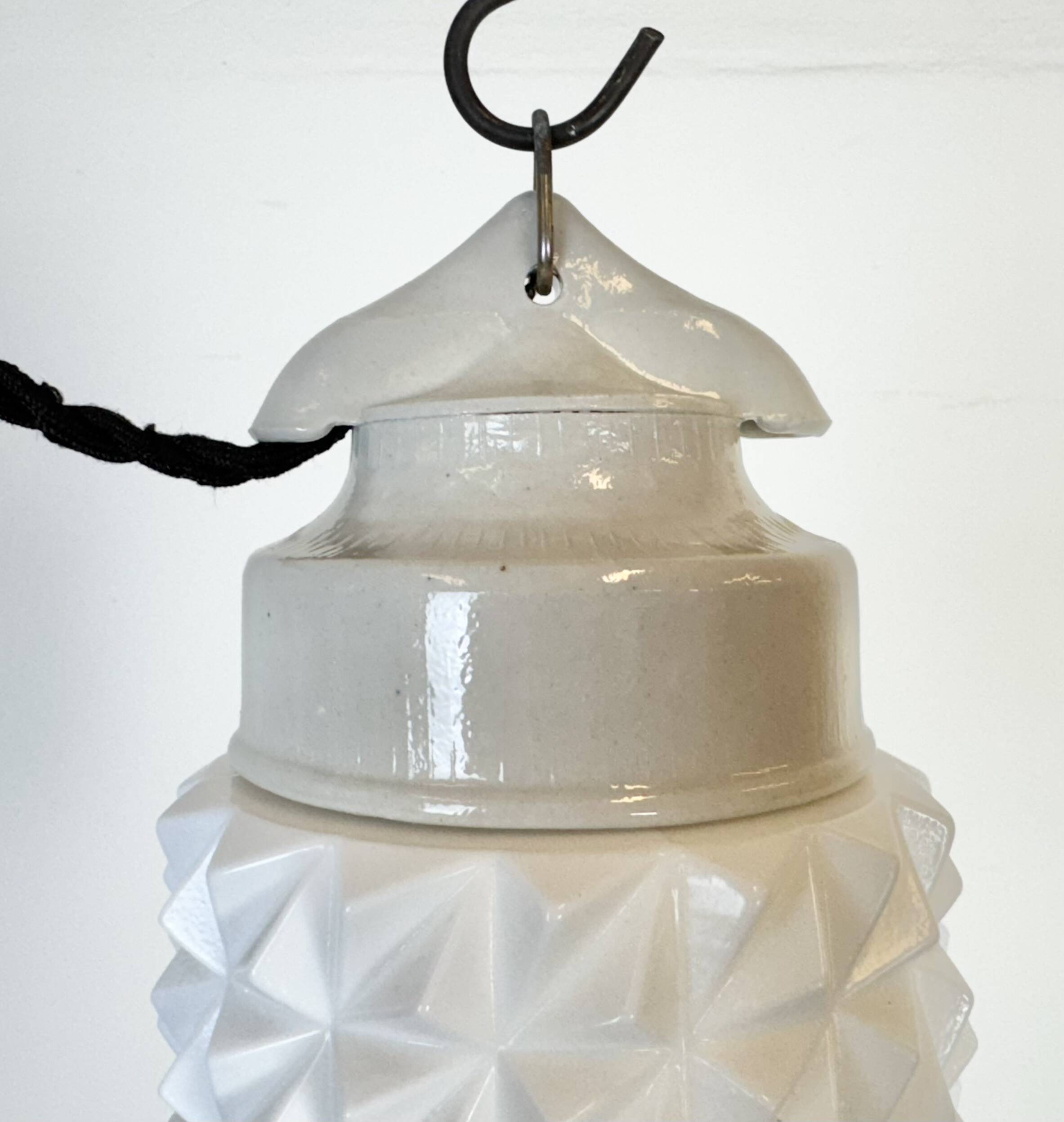 Vintage White Porcelain Pendant Light, 1970s