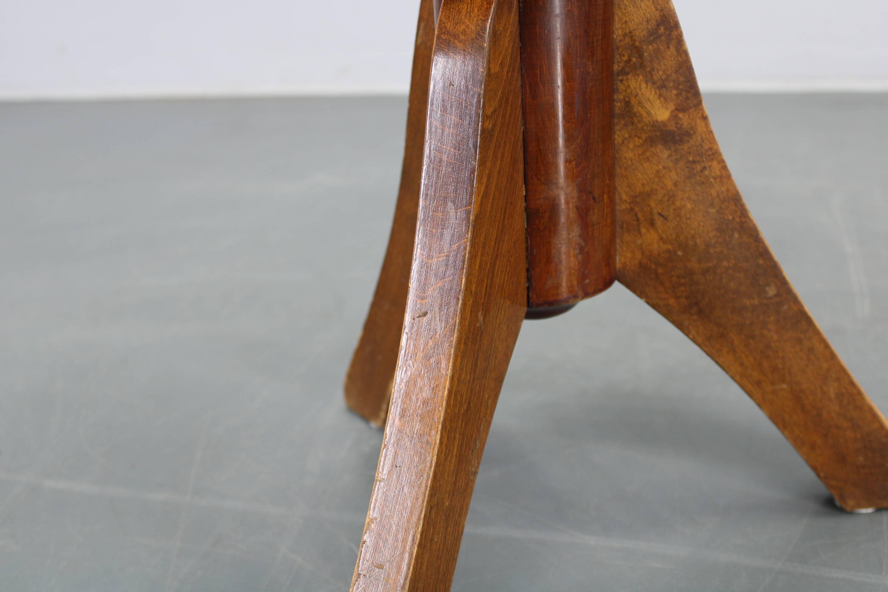 1950s Piano Bentwood Beech Stool, Czechoslovakia