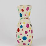 Boch Frères Pichet / Mid-Century Jug in Gold and Polka Dots, Belgium, 1950s