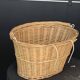 Panier a velo en rotin, osier tresse, avec anse et crochets, vintage