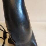 Lampe otarie noire irisée bleue en terre cuite