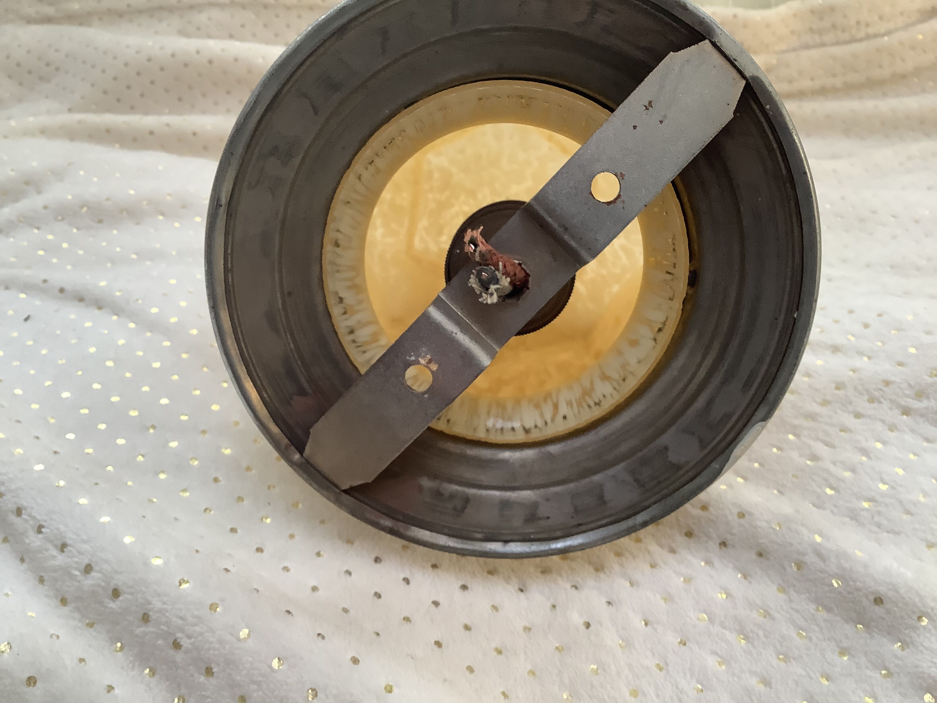 50s glass chandelier with brass base