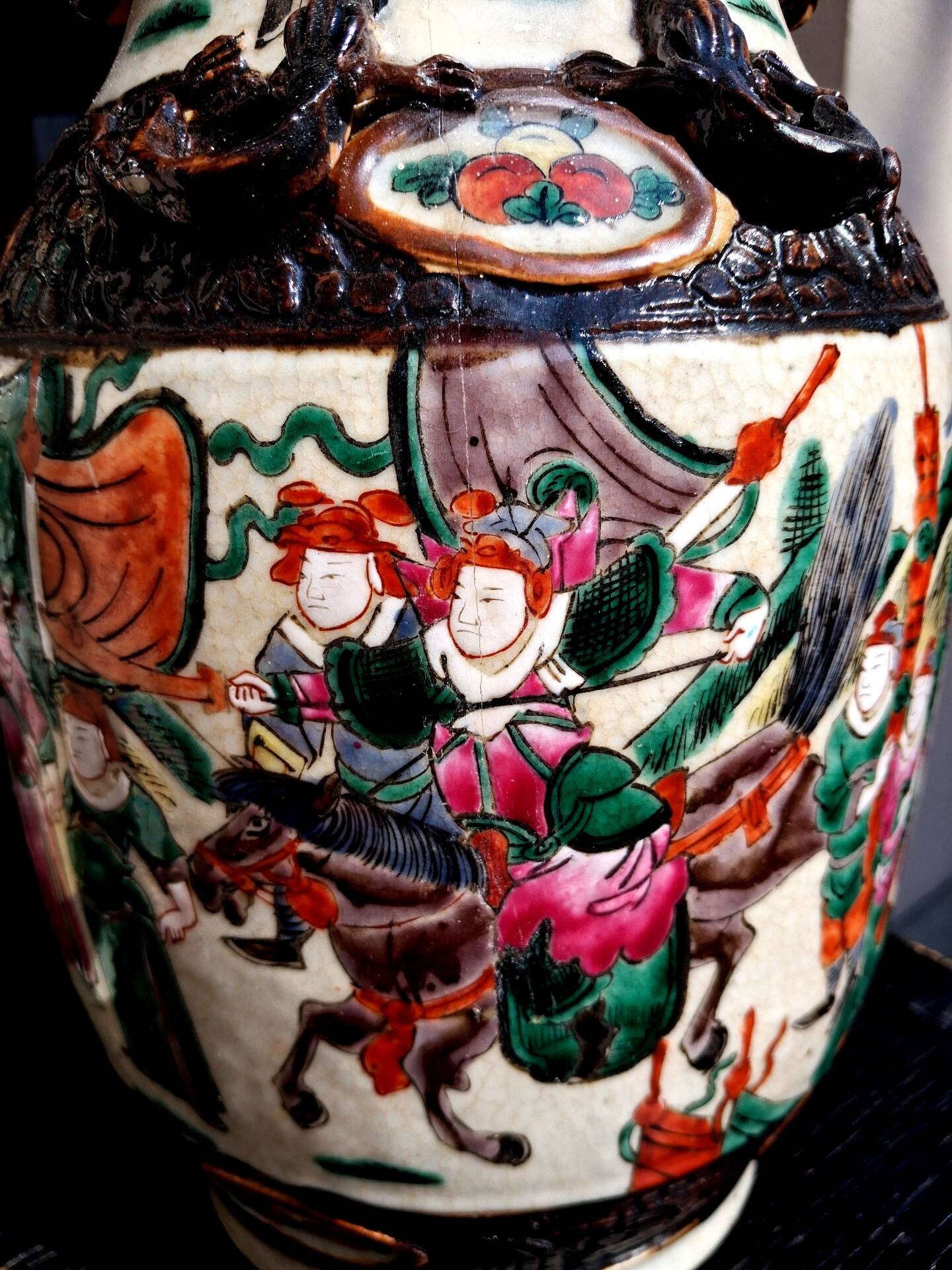 Pair of large ceramic vases from Nanking, China, Asian decor.