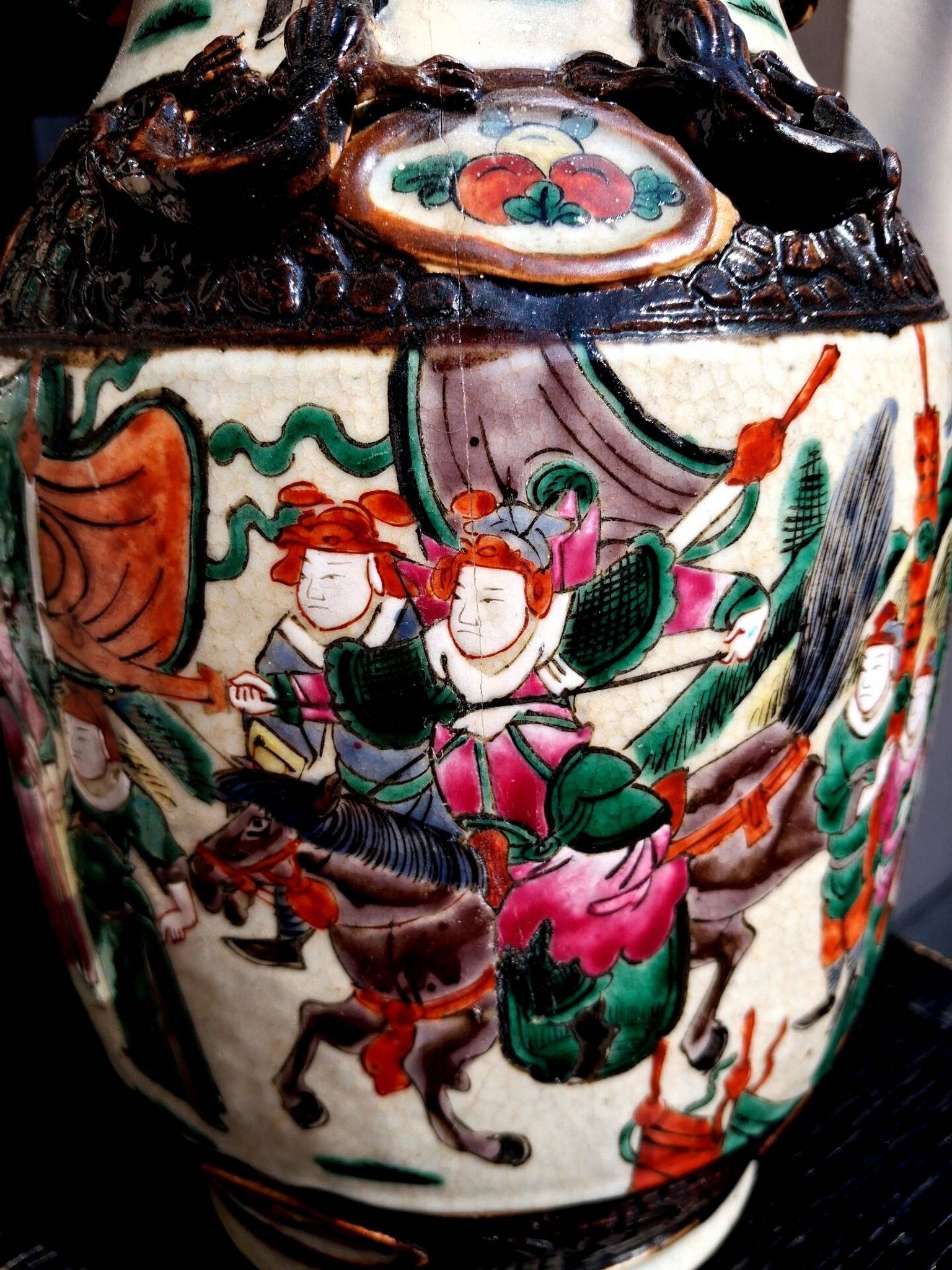 Pair of large ceramic vases from Nanking, China, Asian decor.