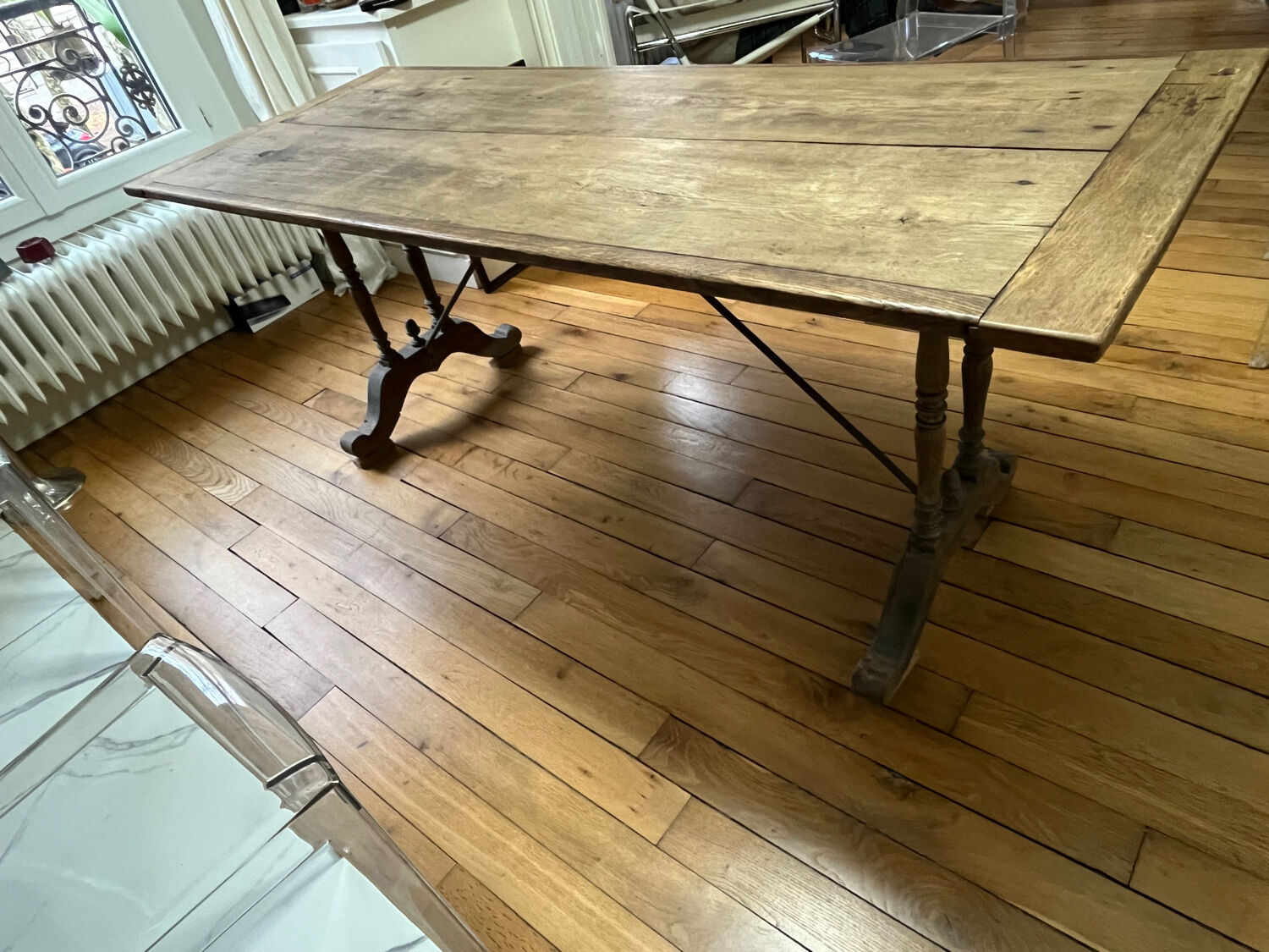 Wooden and iron bistro table