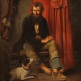 Antique Italian character painting from the 19th century