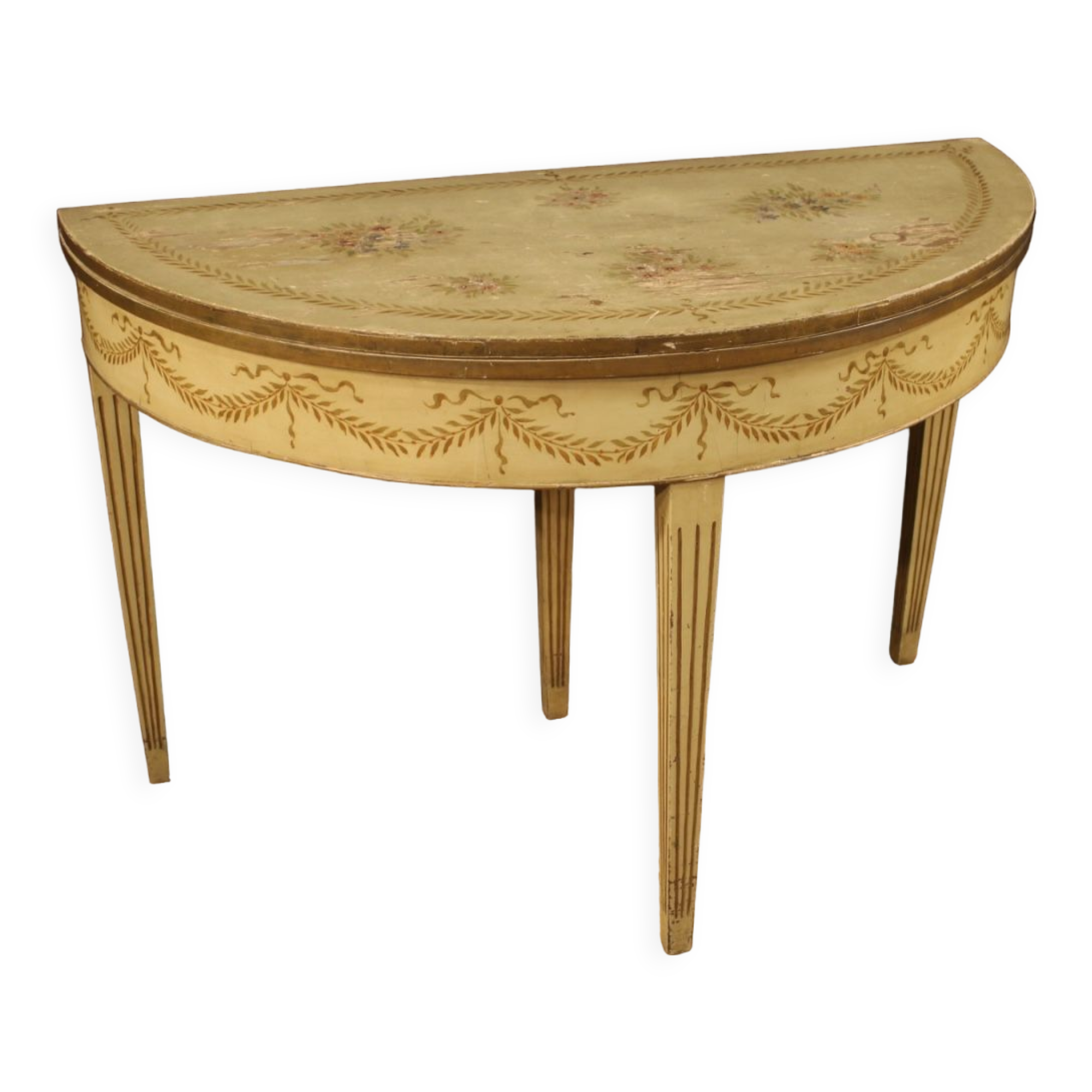 Italian lacquered demilune table in louis xvi style
