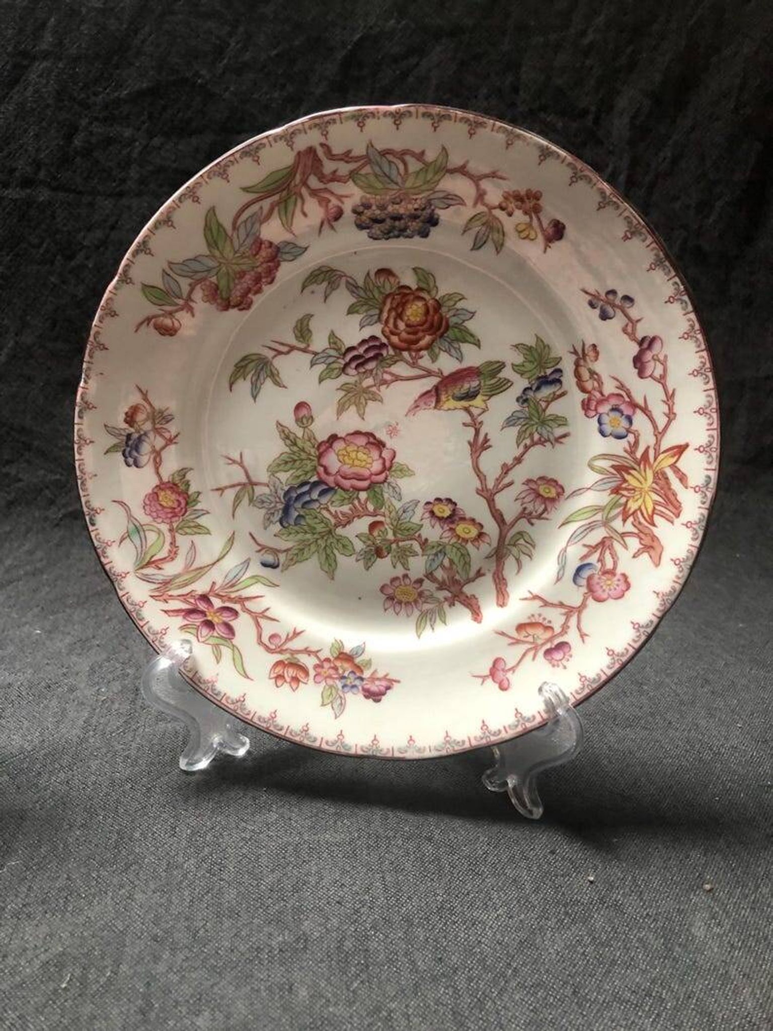 Sarreguemines Dessert Plates: Hand-Painted Chinoiserie Decor, 19th Century