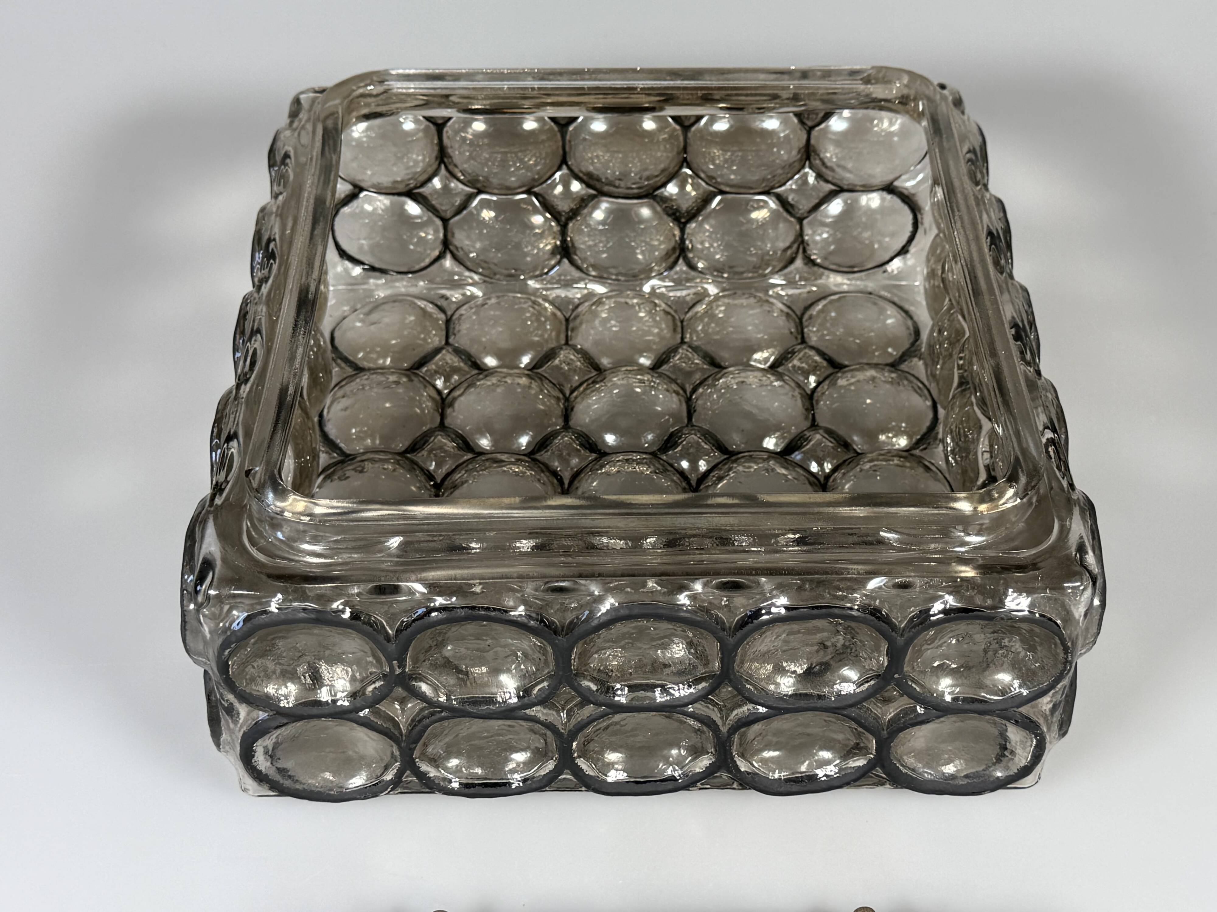 60s 70s Ceiling Lamp Plafoniere Glashütte Limburg Germany Glass & Metal
