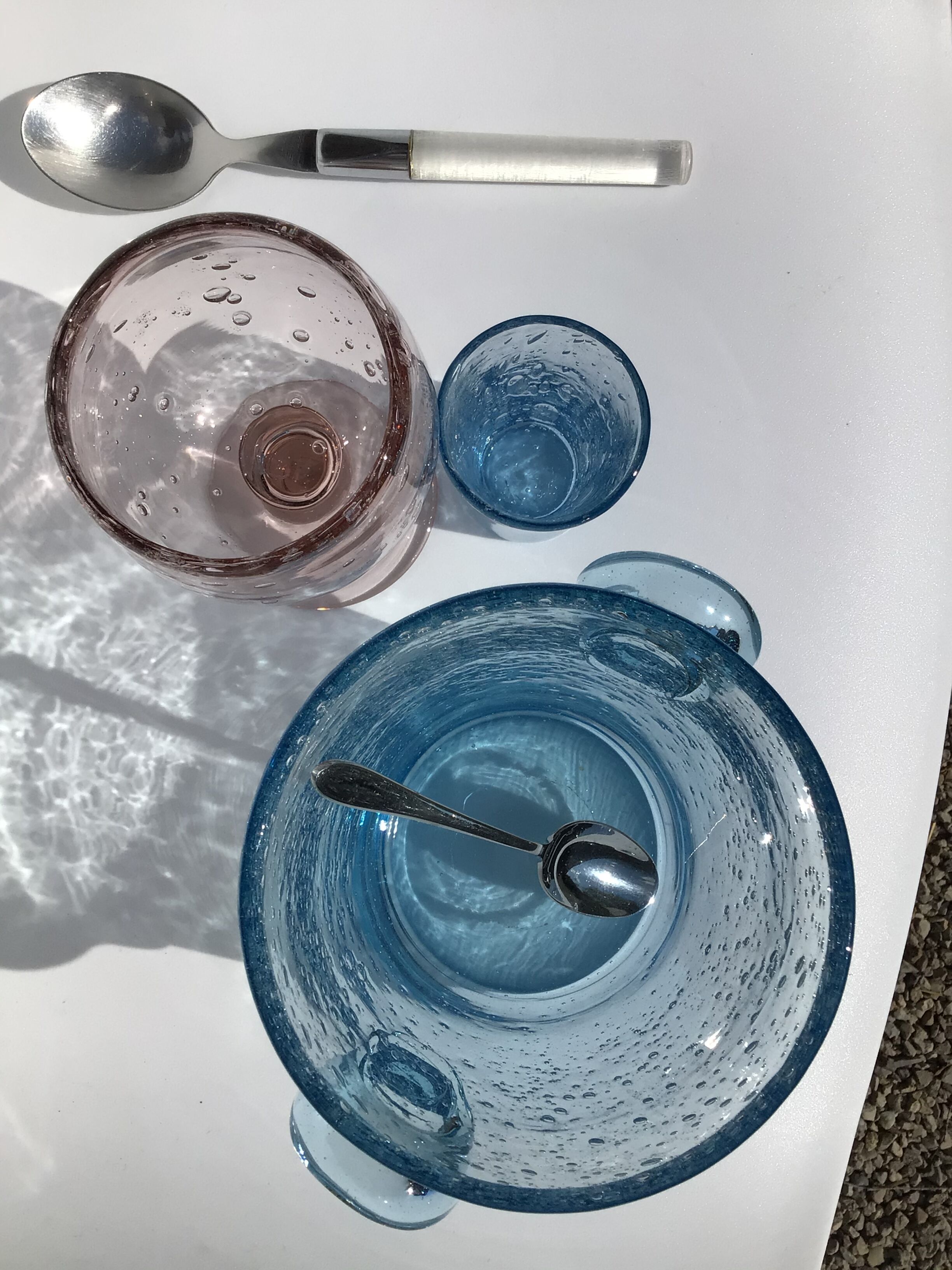 Biot blue bubble glass ice bucket