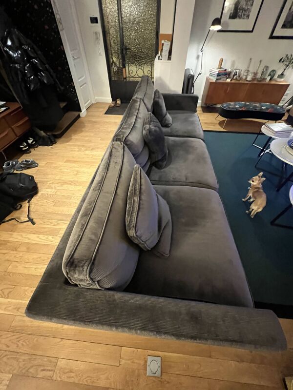 Canapé long Island Roche Bobois gris foncé
